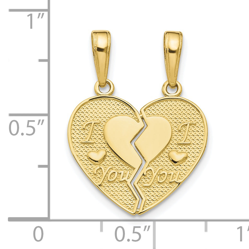 Colgante "I LOVE YOU" en 2 Piezas de Oro Amarillo de 10k