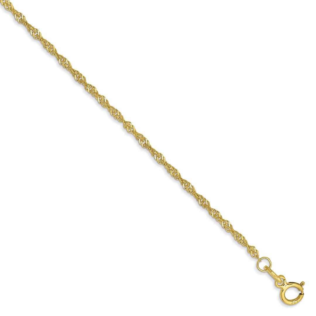 Pulsera de Singapur de 1.4mm en Oro Amarillo de 10k - 7 pulgadas