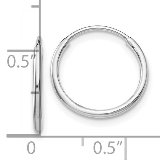 Pendientes de Aro Sin Fin en Oro Blanco de 10K de 1.2 mm