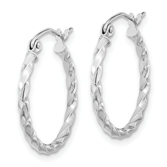 Aretes Aros Twist Pulidos en Oro Blanco de 10k