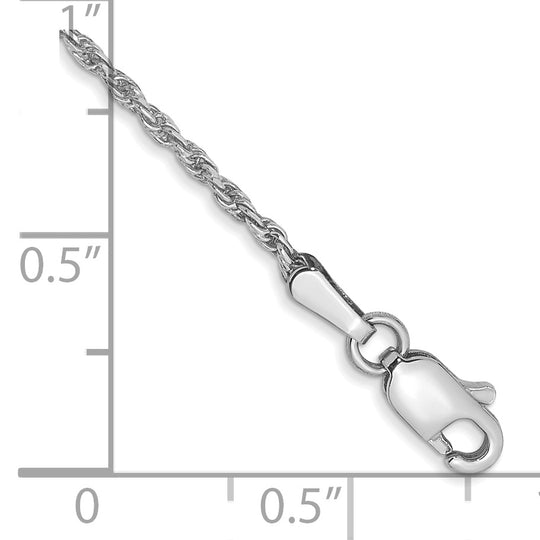 Tobillera de Cadena de Cuerda hecha a Máquina D/C de 1,3 mm en Oro Blanco de 10k