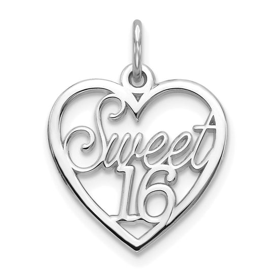 Colgante "SWEET 16" en Corazón de Oro Blanco de 10K