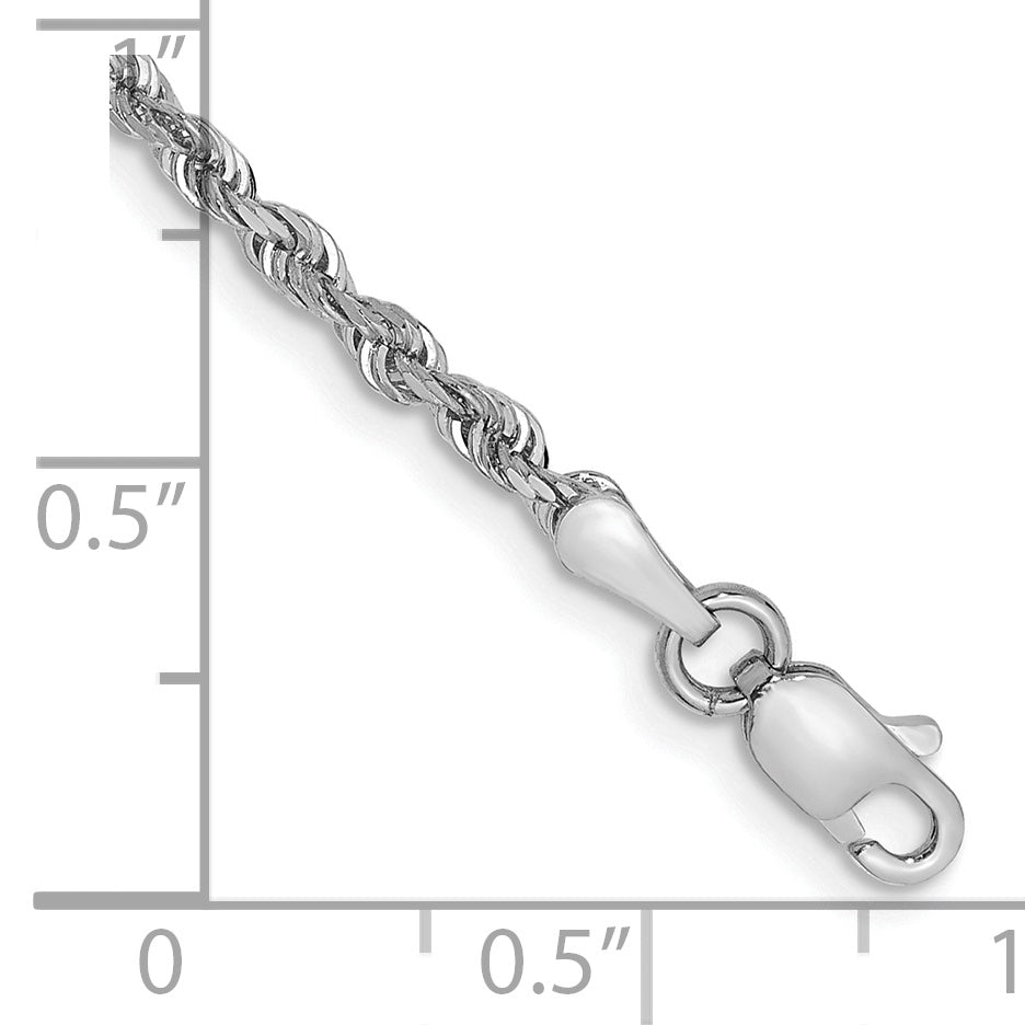 Tobillera de Cadena de Cuerda Cuádruple D/C de 2,25 mm en Oro Blanco de 10k