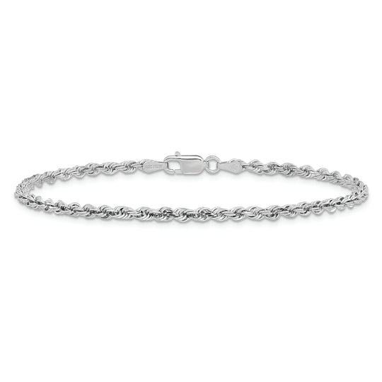 Pulsera de cuerda cuádruple D/C de 2,75 mm de oro blanco de 10 k