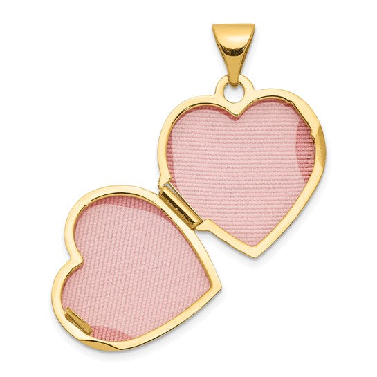 Locket Corazón Floral Reversible de Oro Amarillo de 10k