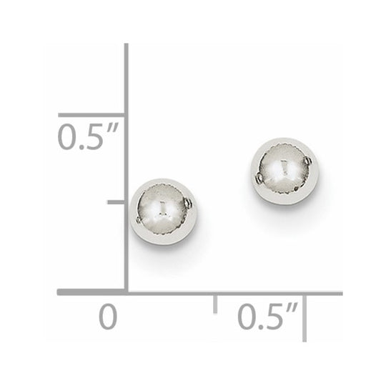 Pendientes de Post con Bola Pulida de 5 mm en Oro Blanco de 10k