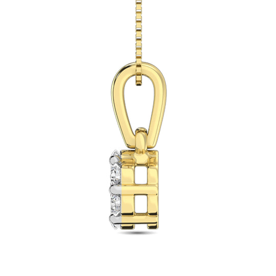 Oro amarillo de 14 quilates de 1/4 qt.Tw. Colgante de flor de diamantes