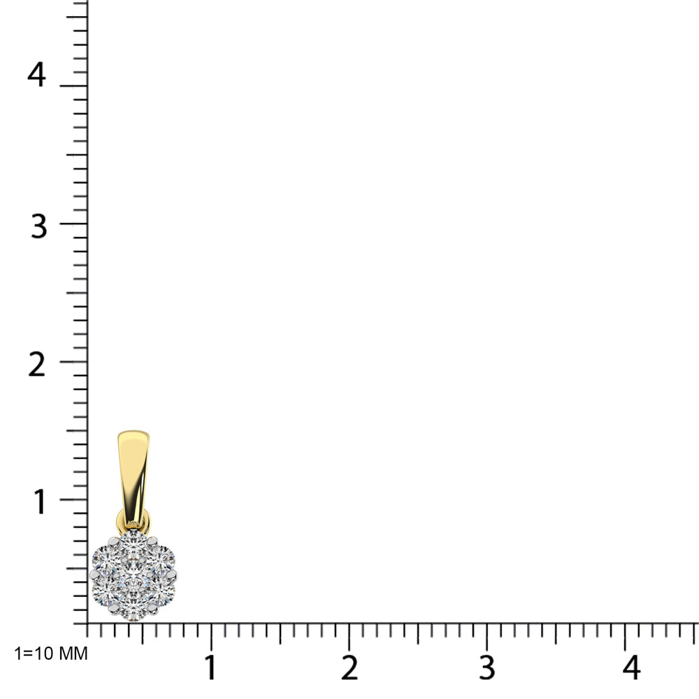 Oro amarillo de 14 quilates de 1/4 qt.Tw. Colgante de flor de diamantes