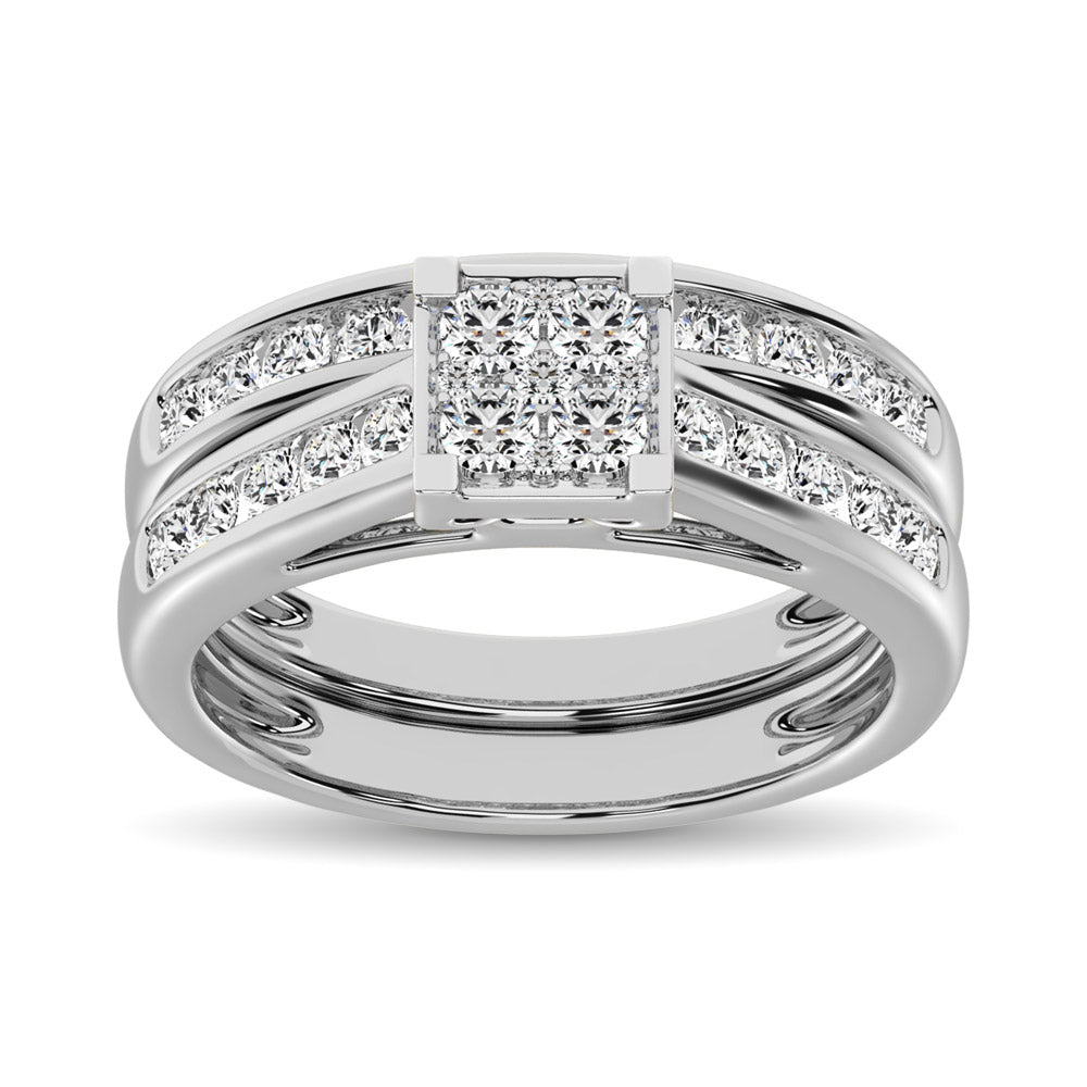 Oro blanco de 10 quilates de 1 qt.Tw. Anillo nupcial de diamantes