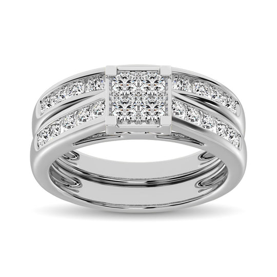 Oro blanco de 10 quilates de 1 qt.Tw. Anillo nupcial de diamantes