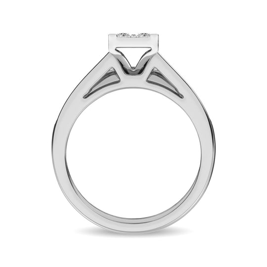 Oro blanco de 10 quilates de 1 qt.Tw. Anillo nupcial de diamantes