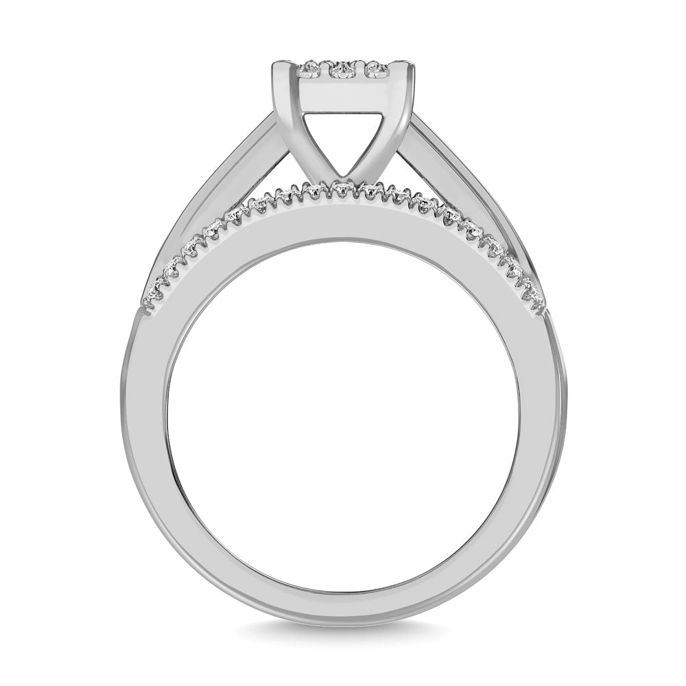 Oro blanco de 10 quilates de 1 qt.Tw. Anillo invisible de compromiso de diamantes