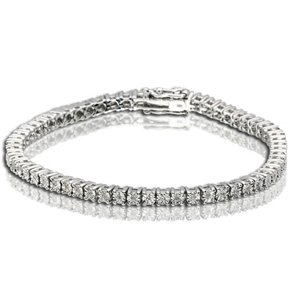 Pulsera con montura de diamantes de 1/5 quilates de plata esterlina