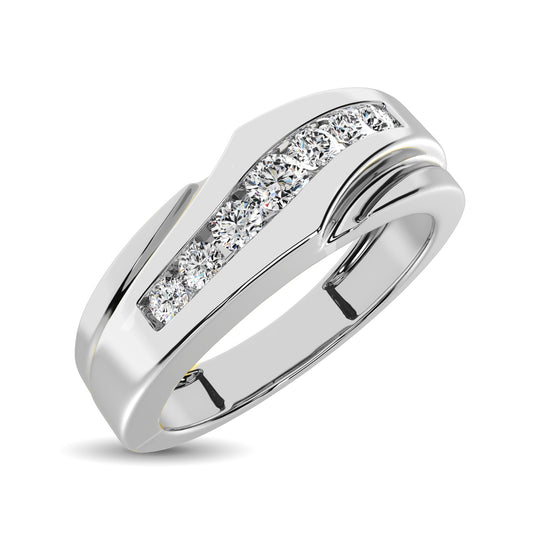 Oro blanco de 10 quilates de 1/4 qt.Tw. Banda de diamantes para hombre