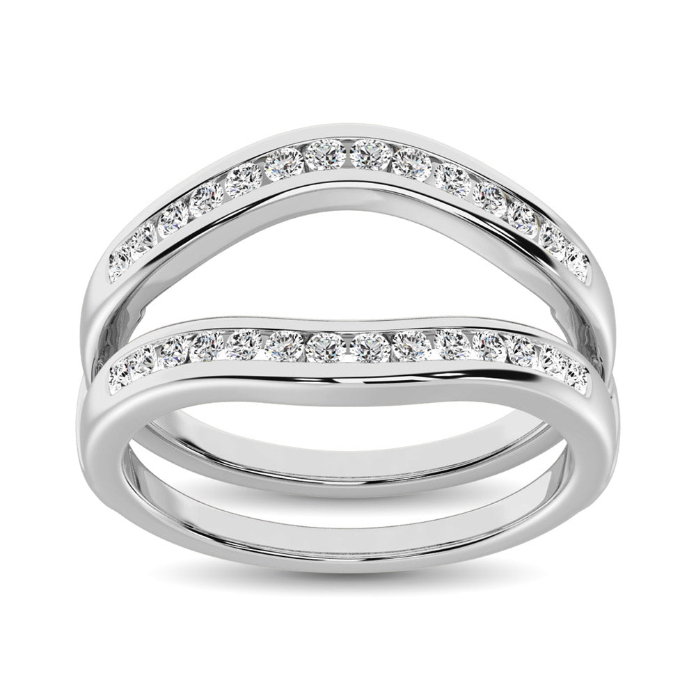 Diamante 3/4 Ct.Tw. Anillo protector en oro blanco de 10 quilates