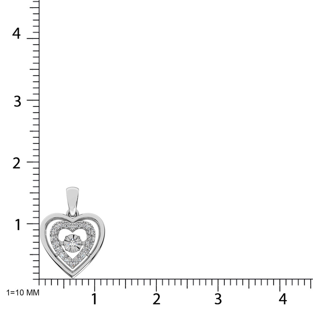 Plata de ley de 1/8 qt.Tw. Colgante de coraz‚àö‚â•n de diamantes en movimiento