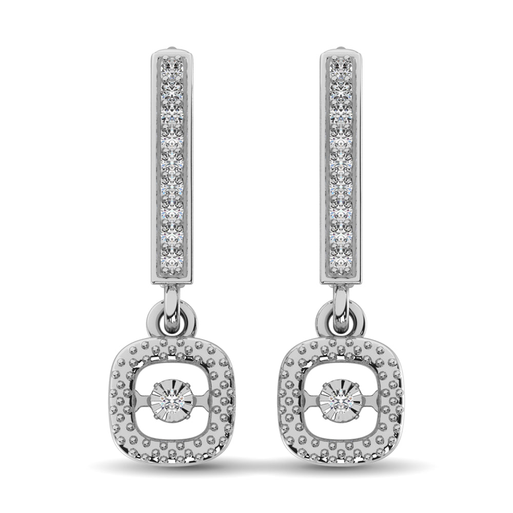 Plata de ley de 1/20 qt.Tw. Pendientes colgantes de diamantes en movimiento