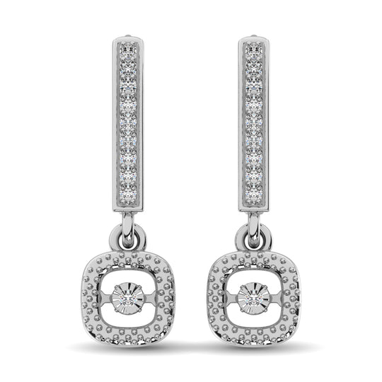 Plata de ley de 1/20 qt.Tw. Pendientes colgantes de diamantes en movimiento