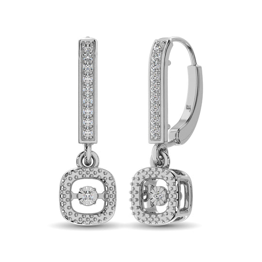 Plata de ley de 1/20 qt.Tw. Pendientes colgantes de diamantes en movimiento