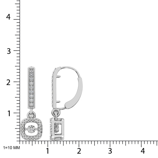 Plata de ley de 1/20 qt.Tw. Pendientes colgantes de diamantes en movimiento