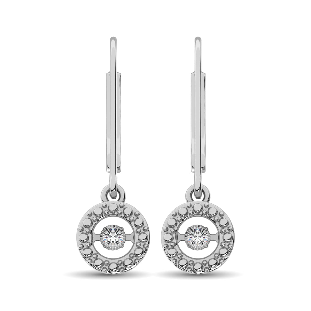 Plata de ley de 1/20 qt.Tw. Pendientes colgantes de diamantes en movimiento