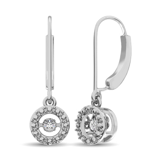 Plata de ley de 1/20 qt.Tw. Pendientes colgantes de diamantes en movimiento