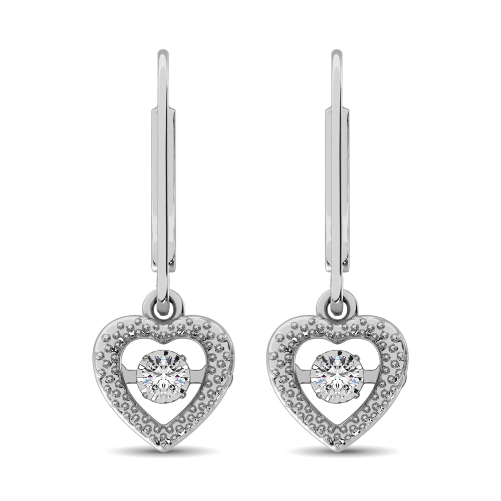 Plata de ley de 1/20 qt.Tw. Pendientes colgantes de diamantes en movimiento