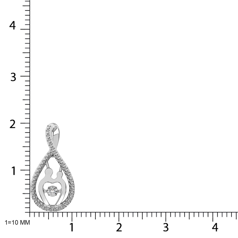 Plata de ley de 1/20 qt.Tw. Colgante de diamantes para madre e hijo