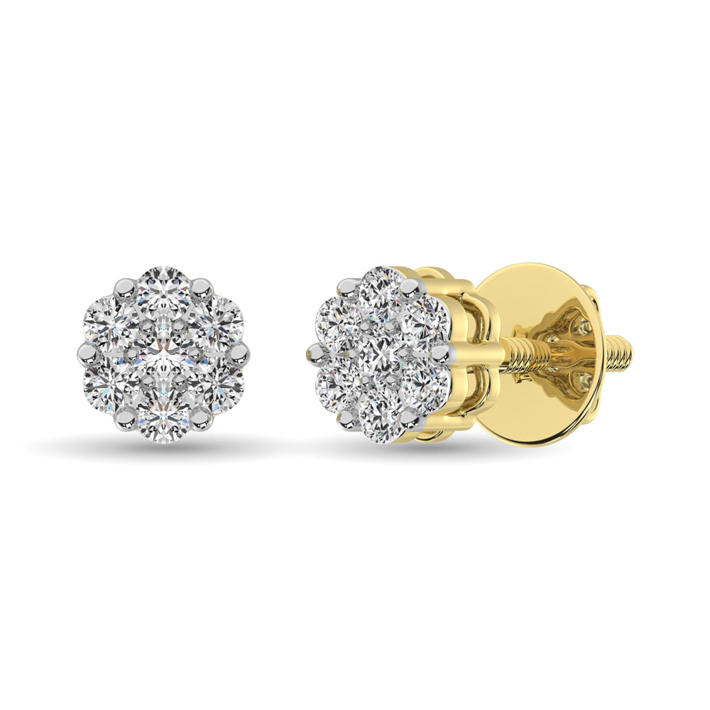 Diamante 1/5 Ct.Tw. Aretes en racimo en oro amarillo de 14 k