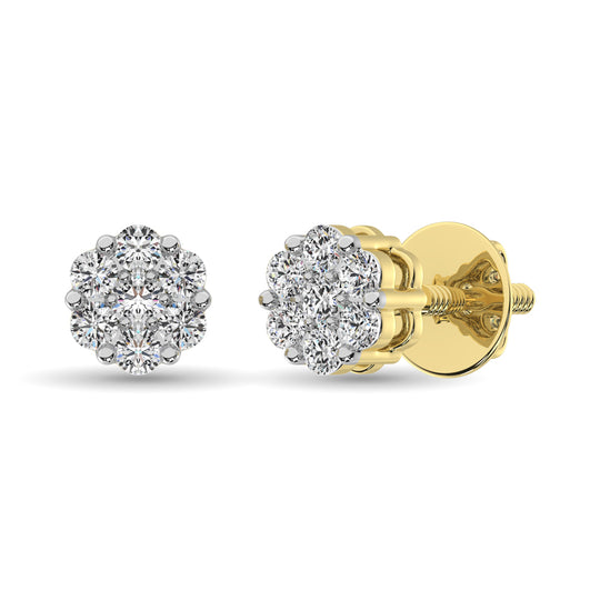 Diamante 1/5 Ct.Tw. Aretes en racimo en oro amarillo de 14 k