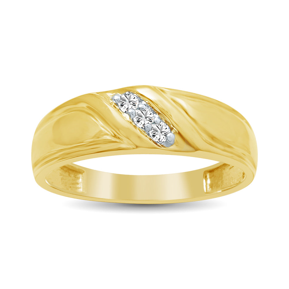 Alianza de Boda con Diamantes para Caballero de 1/20 qt en Oro Amarillo de 10k