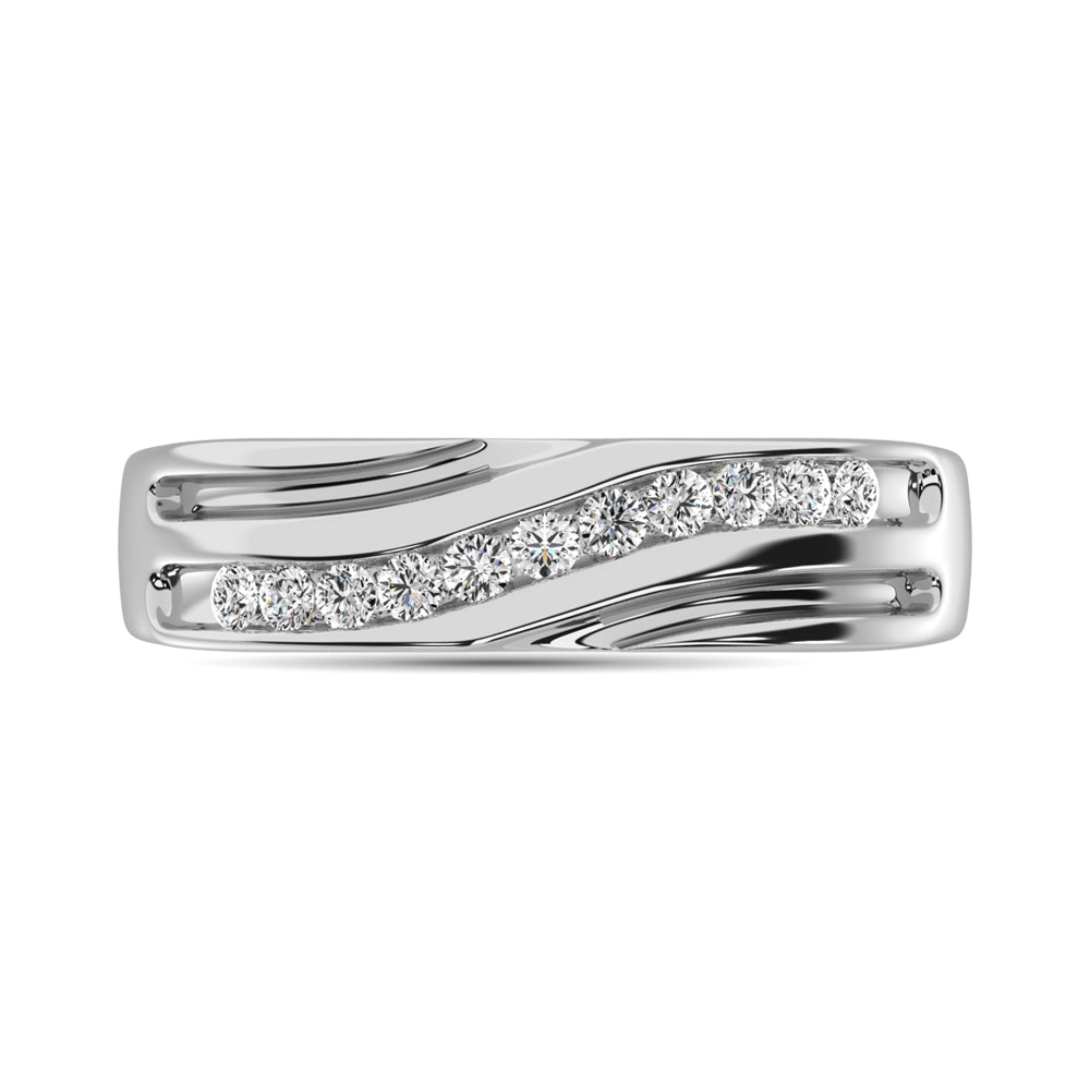 Diamante 1/4 Ct.Tw. Banda a m√°quina para hombre en oro blanco de 10 quilates