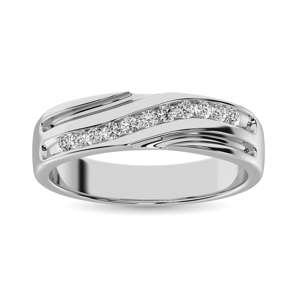 Diamante 1/4 Ct.Tw. Banda a m√°quina para hombre en oro blanco de 10 quilates