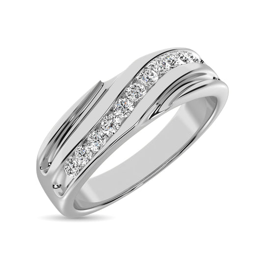 Diamante 1/4 Ct.Tw. Banda a m√°quina para hombre en oro blanco de 10 quilates