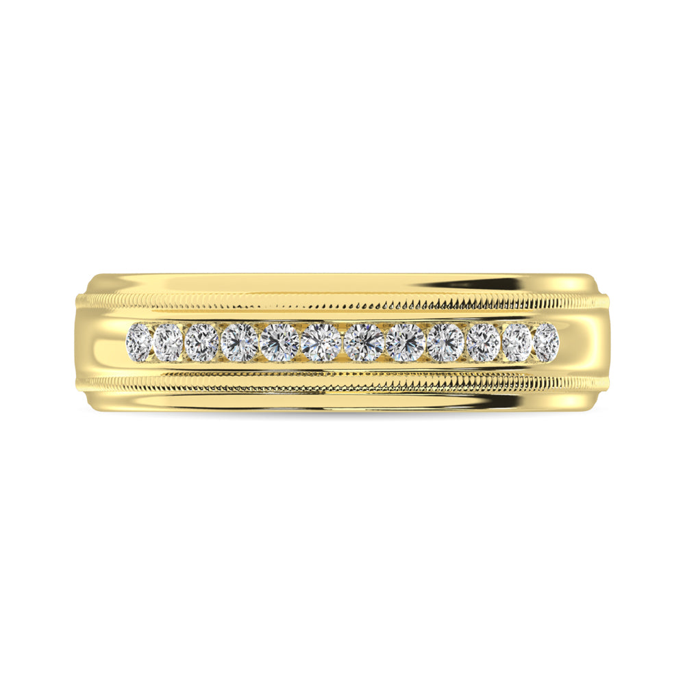 Oro amarillo de 14 quilates de 1/4 qt.Tw. Banda de m√°quina de diamante para hombre