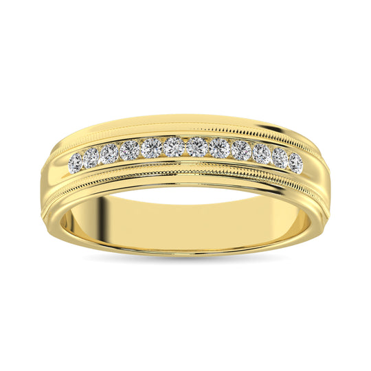 Oro amarillo de 14 quilates de 1/4 qt.Tw. Banda de m√°quina de diamante para hombre