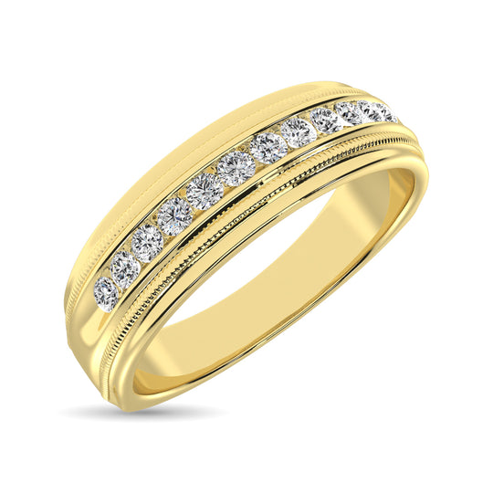 Oro amarillo de 14 quilates de 1/4 qt.Tw. Banda de m√°quina de diamante para hombre