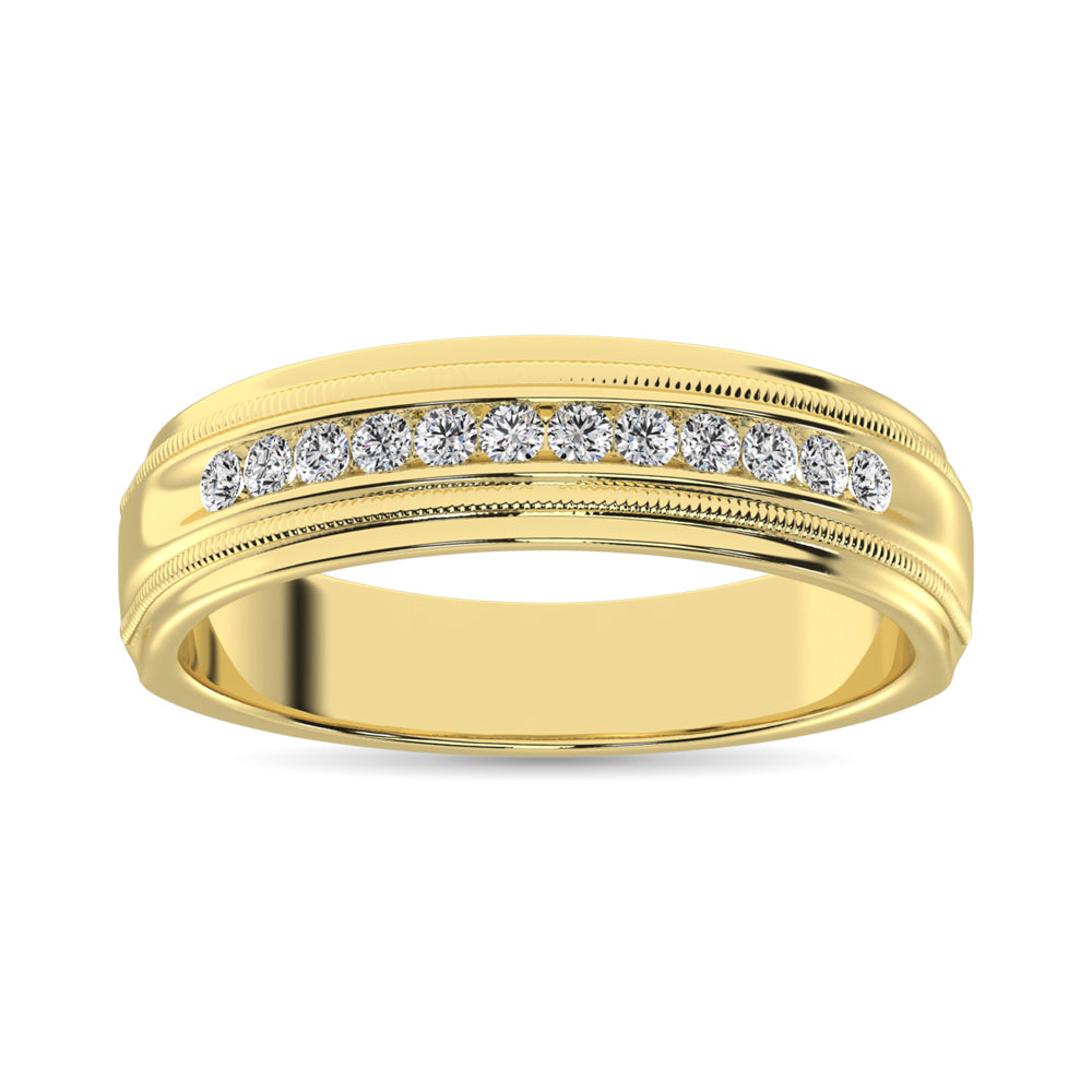 Oro amarillo de 14 quilates de 1/2 qt.Tw. Banda de m√°quina de diamante para hombre