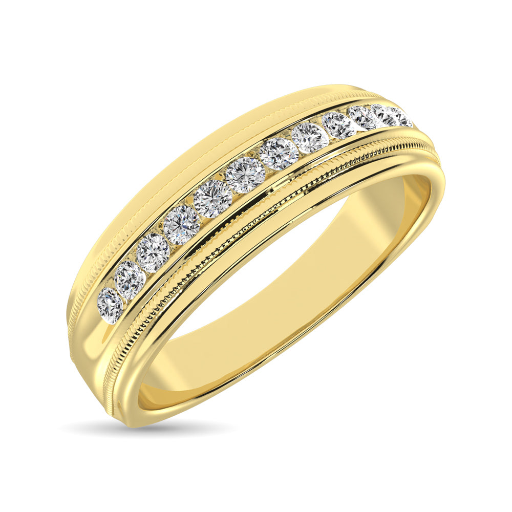 Oro amarillo de 14 quilates de 1/2 qt.Tw. Banda de m√°quina de diamante para hombre