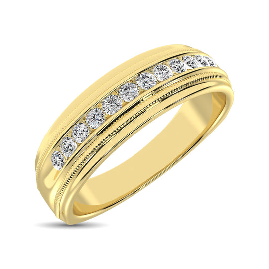 Diamante de oro amarillo de 14 quilates de 1/4 qt. total Banda de m√°quina para hombres