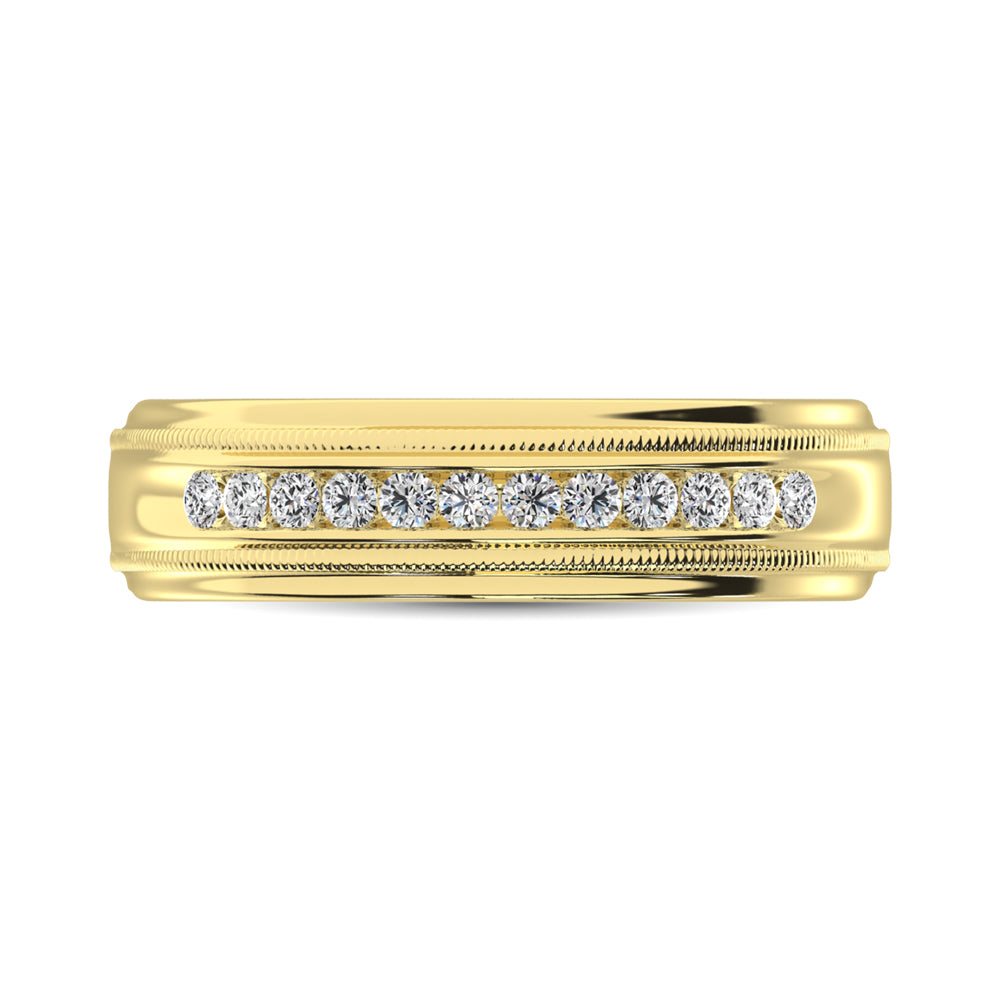 Diamante de oro amarillo de 14 quilates de 1/4 qt. total Banda de m√°quina para hombres