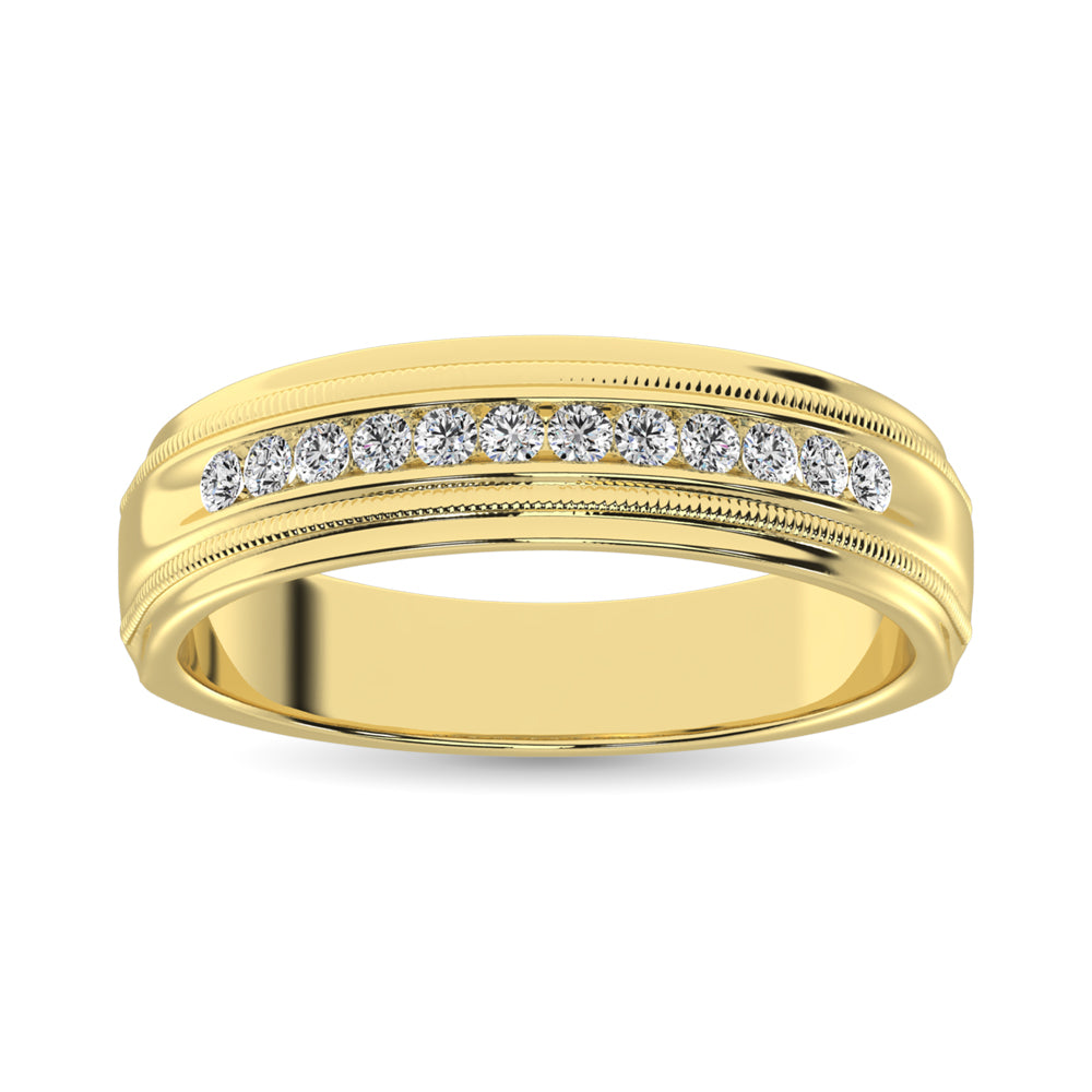 Diamante de oro amarillo de 14 quilates de 1/4 qt. total Banda de m√°quina para hombres