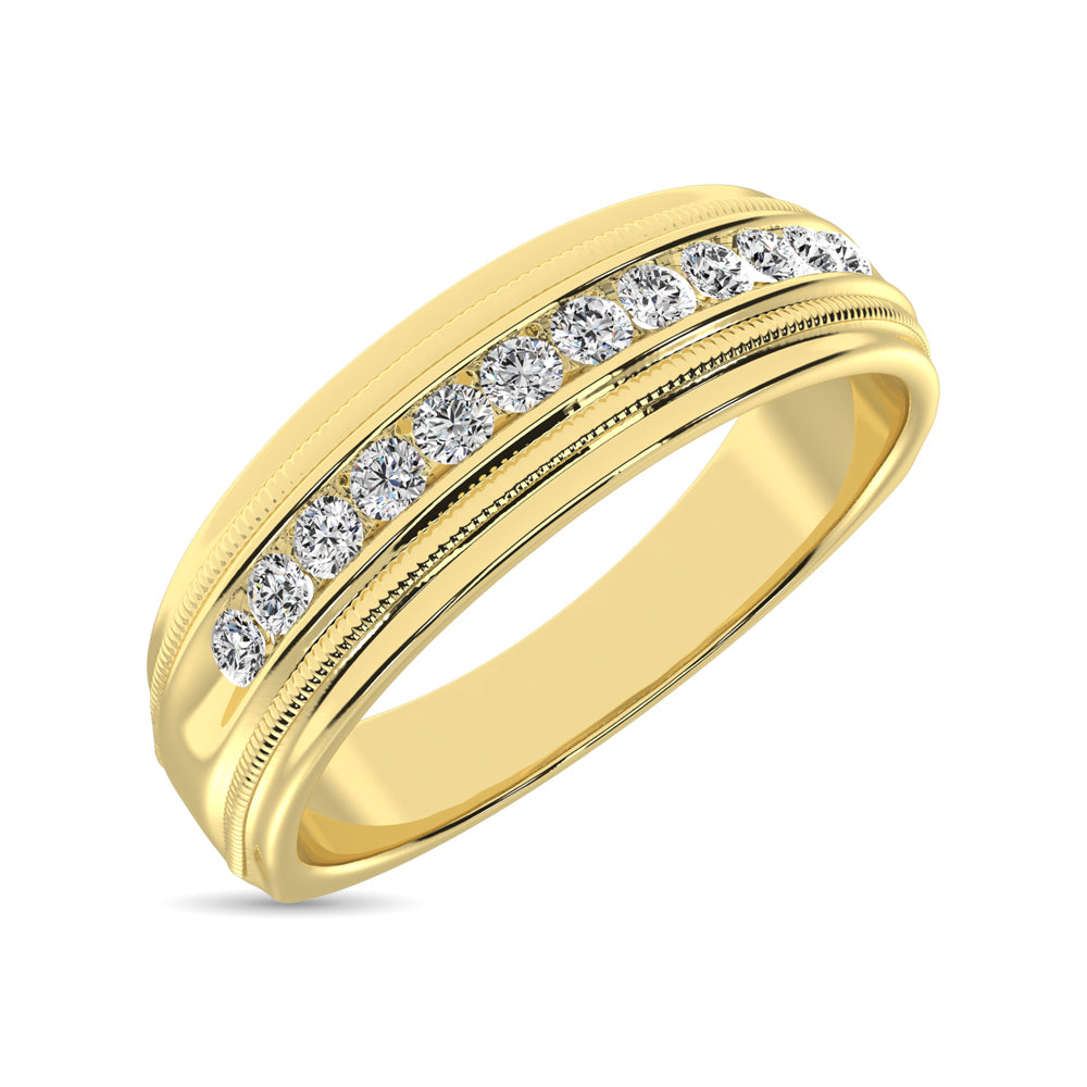 Diamante de oro amarillo de 14 quilates de 1/4 qt. total Banda de m√°quina para hombres