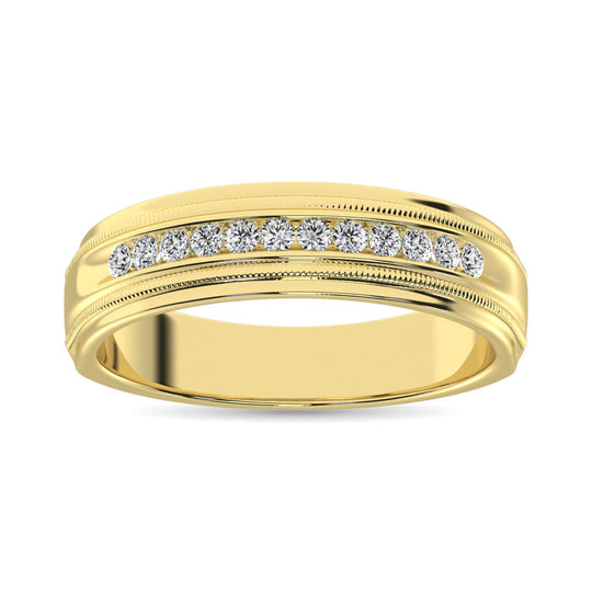 Oro amarillo de 14 quilates de 1 qt.Tw. Banda de m√°quina de diamante para hombre