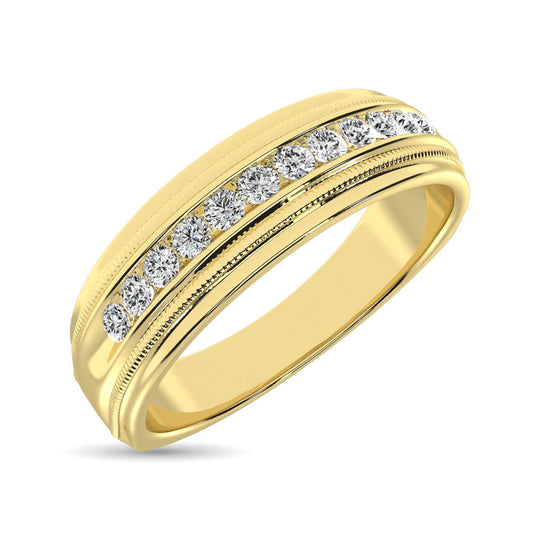 Oro amarillo de 14 quilates de 1 qt.Tw. Banda de m√°quina de diamante para hombre