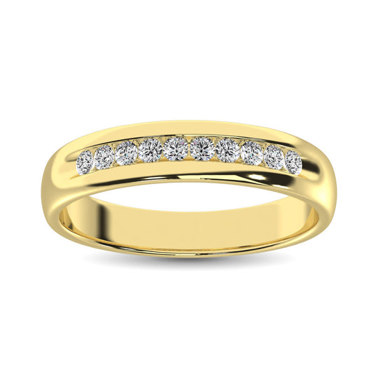 Diamante de oro amarillo de 14 quilates de 1/4 qt. total Banda de m√°quina para hombres