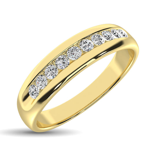 Diamante de oro amarillo de 14 quilates de 1/4 qt. total Banda de m√°quina para hombres