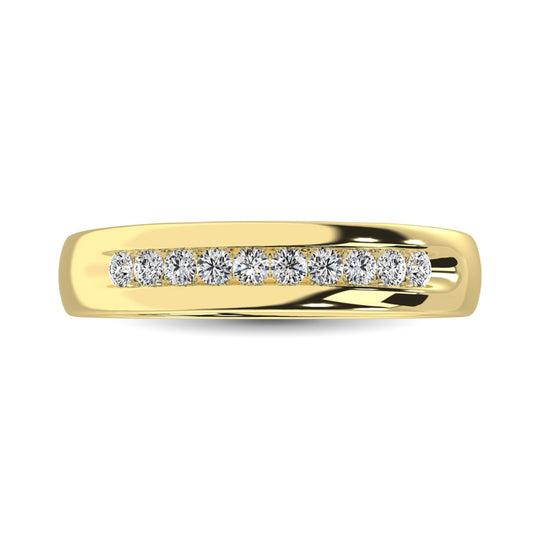 Diamante de oro amarillo de 14 quilates de 1/4 qt. total Banda de m√°quina para hombres