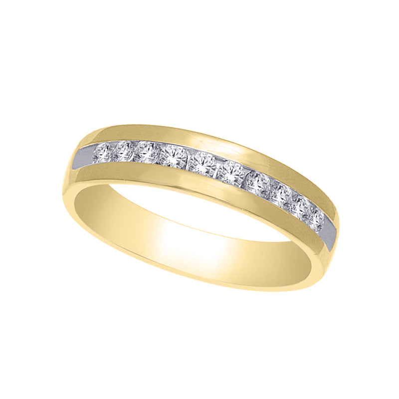 Oro amarillo de 14 quilates de 1/2 qt.Tw. Banda de m√°quina de diamante para hombre