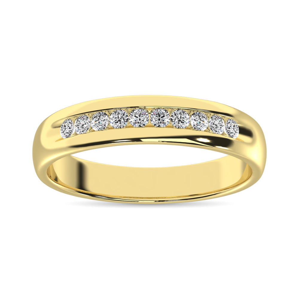 Oro amarillo de 14 quilates de 1/4 qt.Tw. Banda de m√°quina de diamante para hombre